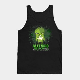 Allergic to humans, Funny cute alien graphic, Introvert-Awkward-Hipster-Sarcasm, UFO space lover cartoon, Men Women Tank Top